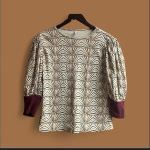 Kate Quinn Geometric Long Sleeve Top women’s size small retro